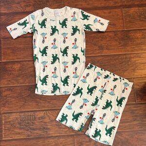 Hanna Andersson Boys Dinosaur Print Summer Short Pajama Set Size 14
